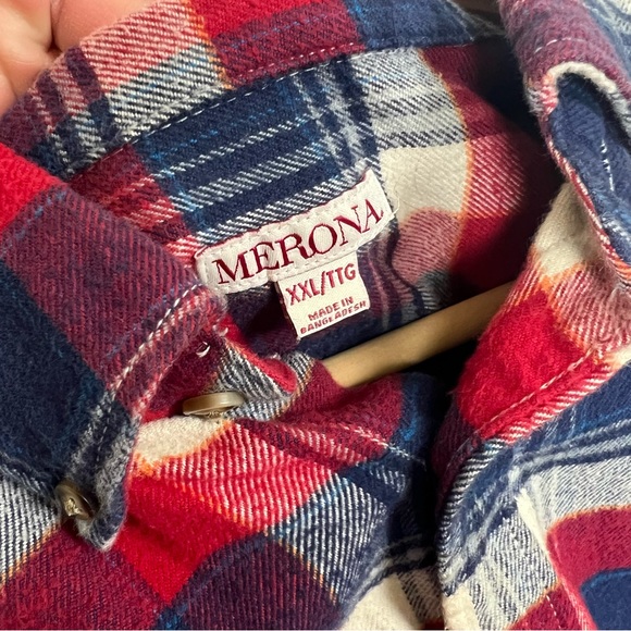 Merona Mens Button Down Front Flannel Sz XXL 100% Cotton - Picture 7 of 8